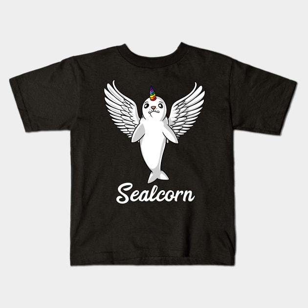 Baby Harp Seal Pup Unicorn Kids T-Shirt by underheaven